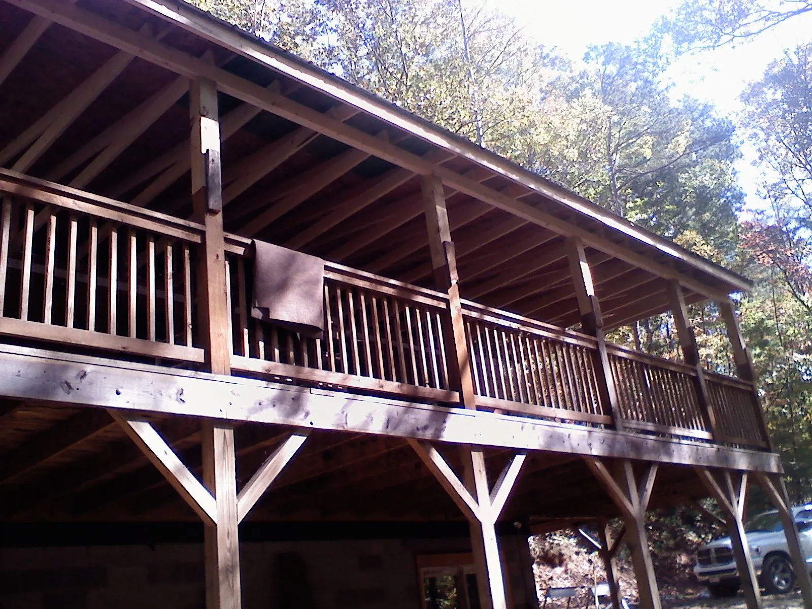 Timber framing under a new elevated porch and deck — Roof Leak Repair in Stockton by Roofing Brothers